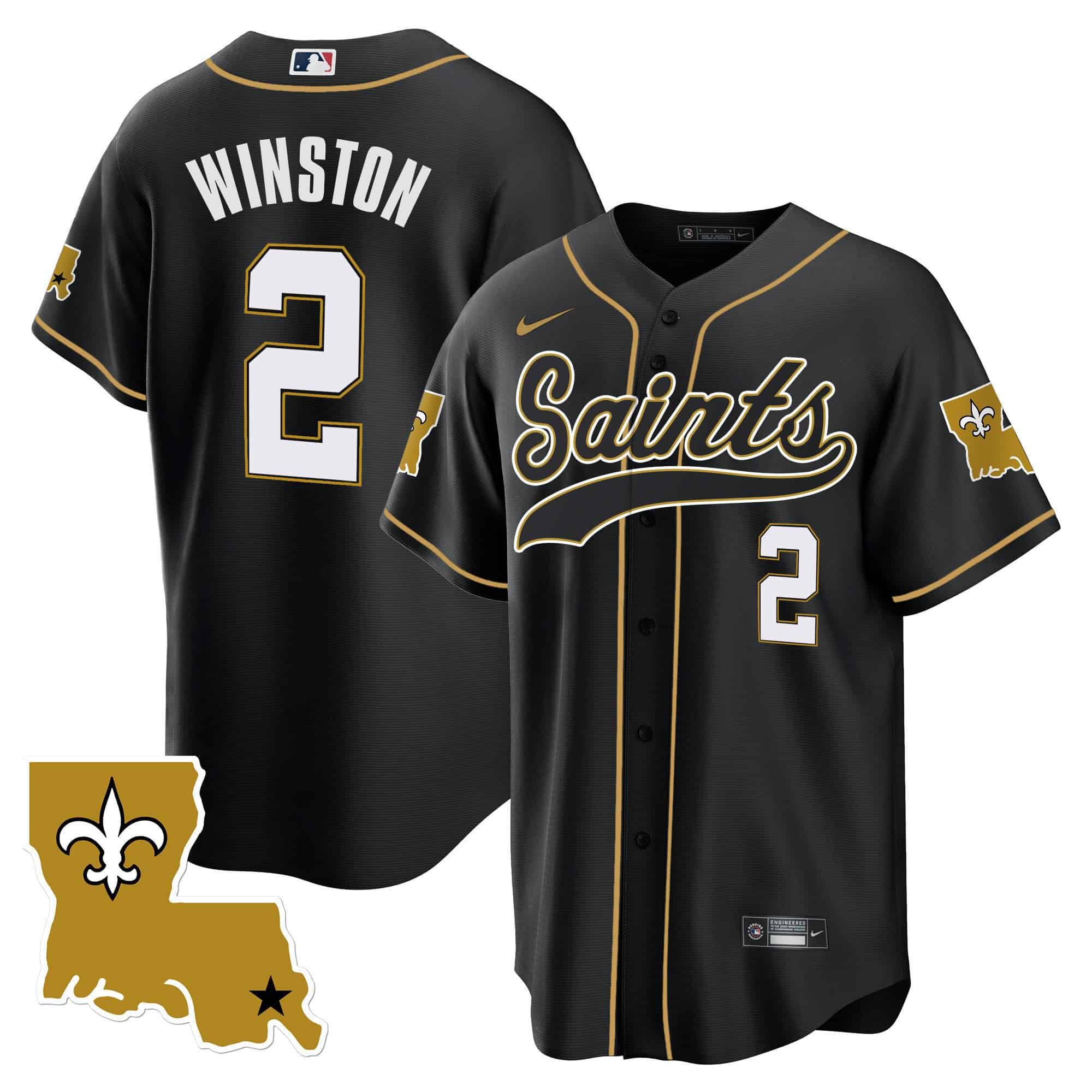 Men New Orleans Saints 2 Winston Black 2024 Nike 1987 Legacy Cool Base NFL Jersey style 1